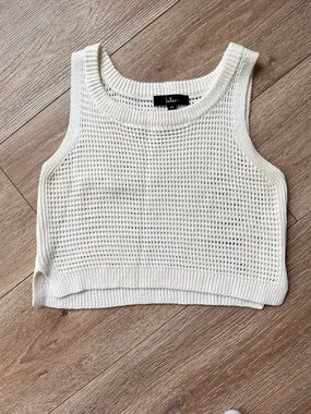 Lulu's Cream Knit Cropped Tank Top xs